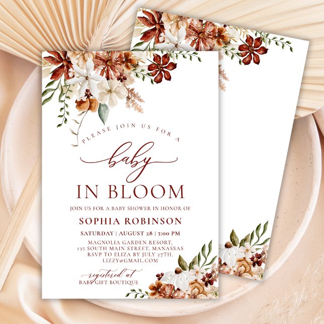 Baby in Bloom Terracotta Wildflower Baby Shower  Invitation (Creator Uploaded)