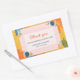Baby in Bloom Thank You Colourful Floral  Rectangular Sticker