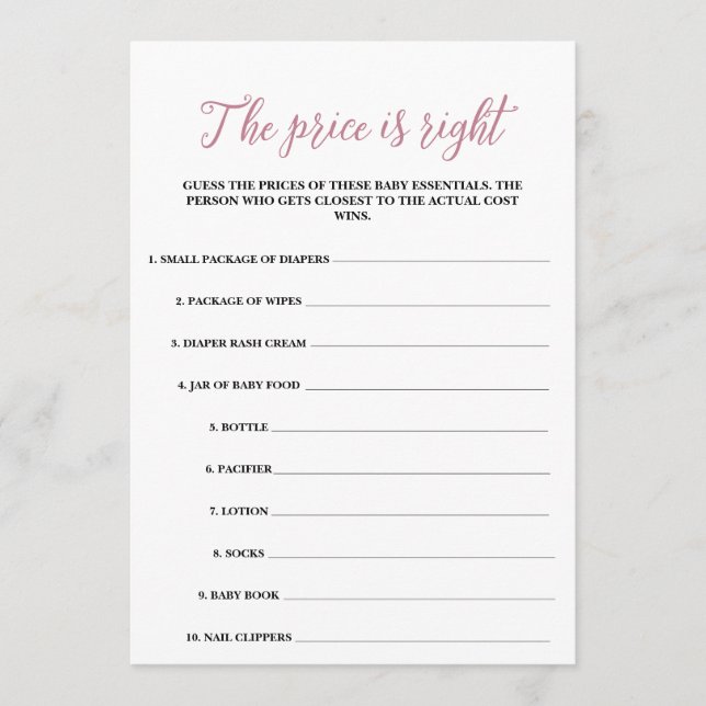 Baby in Bloom The Price is Right Game Program (Front)