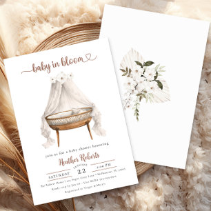 Baby In Bloom Trendy Boho Baby Shower  Invitation