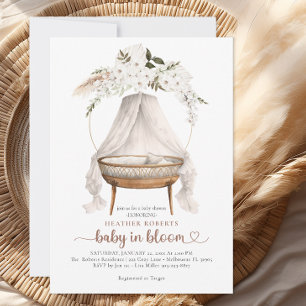 Baby In Bloom Trendy Boho Baby Shower  Invitation