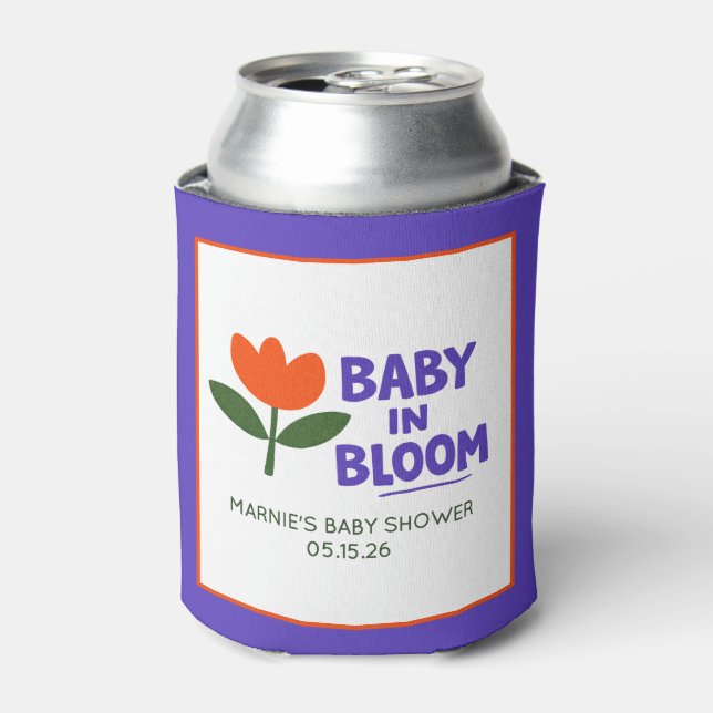Baby in Bloom Tulip Trendy Modern Baby Shower Can Cooler (Can Front)