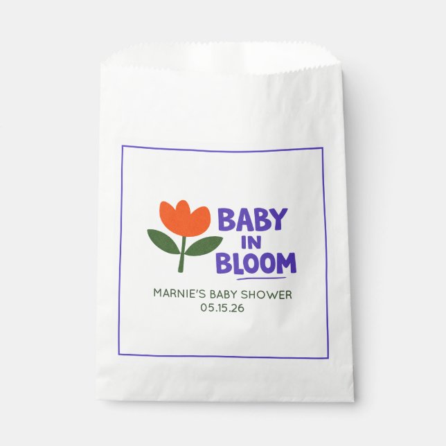 Baby in Bloom Tulip Trendy Modern Baby Shower Favour Bag (Front)
