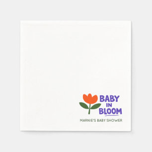 Baby in Bloom Tulip Trendy Modern Baby Shower Napk Napkin
