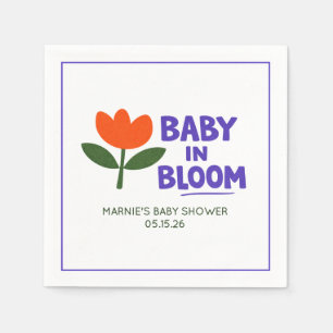 Baby in Bloom Tulip Trendy Modern Baby Shower Napkin
