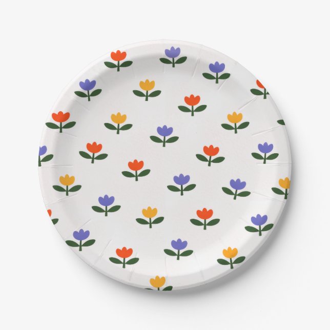 Baby in Bloom Tulip Trendy Modern Baby Shower Paper Plate (Front)