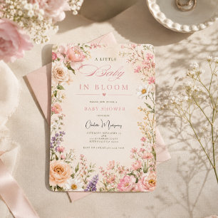 Baby in Bloom Watercolor Baby Shower Invitation