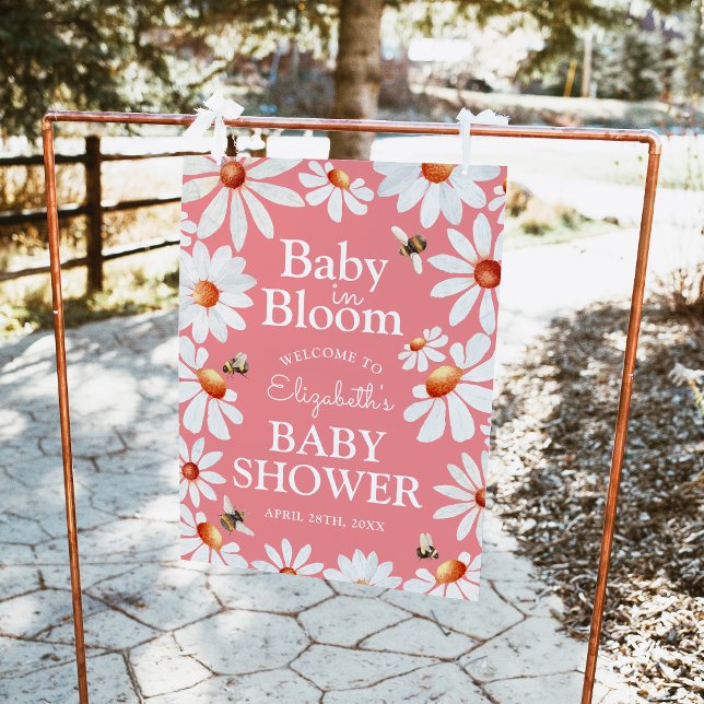 Baby in Bloom Watercolor Daisies & Bumblebee Poste Poster (Creator Uploaded)