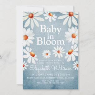 Baby in Bloom Watercolor Daisies  Invitation