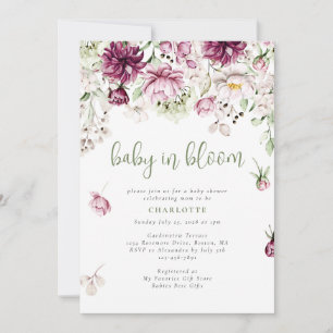 Baby In Bloom Watercolor Floral Baby Shower  Invitation