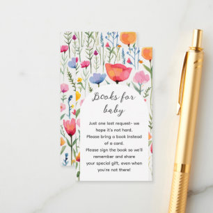 Baby in Bloom Watercolor Flowers Baby Shower Book Enclosure Card