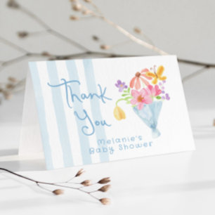 Baby in Bloom Whimsical floral Thank you Card