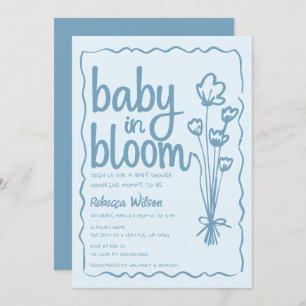 Baby in Bloom Whimsical Hand Drawn Boy Baby Shower Invitation