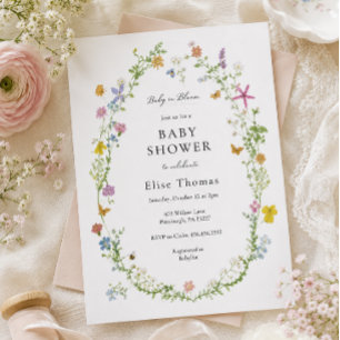 Baby in Bloom Whimsical Wildflower Baby Shower Invitation