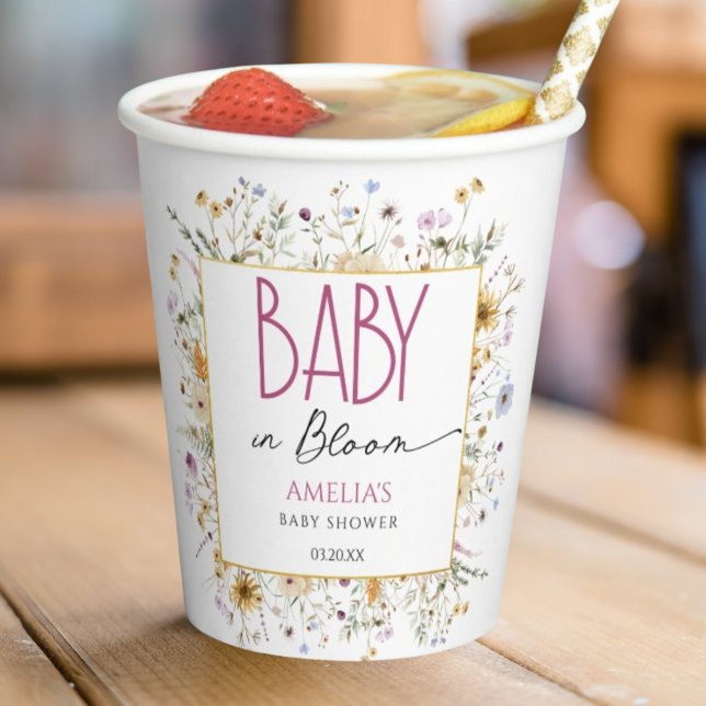 Baby in Bloom White Baby Shower Paper Cups (Creator Uploaded)