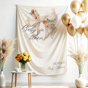 Baby in Bloom White Bow Floral Baby Shower Tapestry