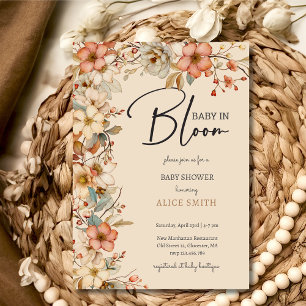 Baby in bloom wild boho flowers Baby shower Invitation