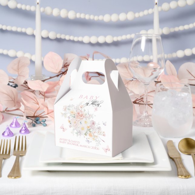 Baby in Bloom Wild Flower Butterfly Baby Shower Favour Box (Wedding)