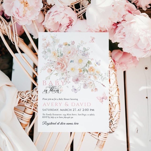 Baby in Bloom Wild Flower Butterfly Baby Shower Invitation (Creator Uploaded)