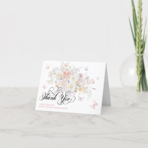 Baby in Bloom Wild Flower Butterfly Baby Shower Thank You Card