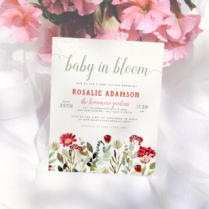Baby in Bloom Wild Flower & Greenery Baby Shower Postcard