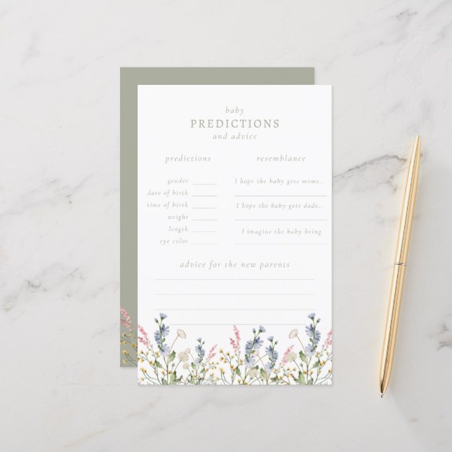 Baby in Bloom Wildflower Baby Predictions Game (Front/Back In Situ)