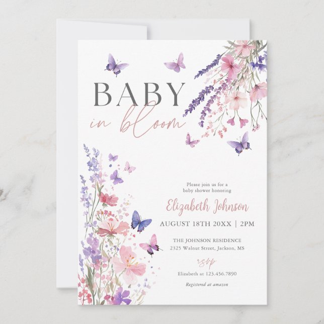 Baby In Bloom Wildflower Baby Shower All In One Invitation (Front)