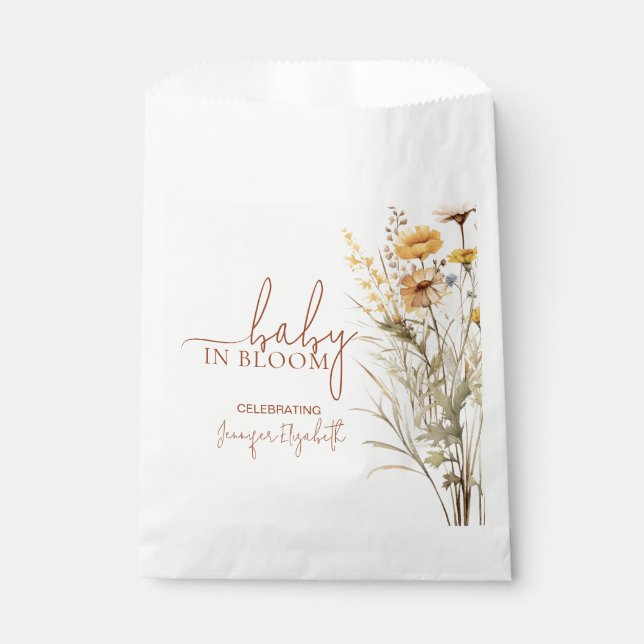 Baby in Bloom Wildflower Baby Shower Favour Bag (Front)