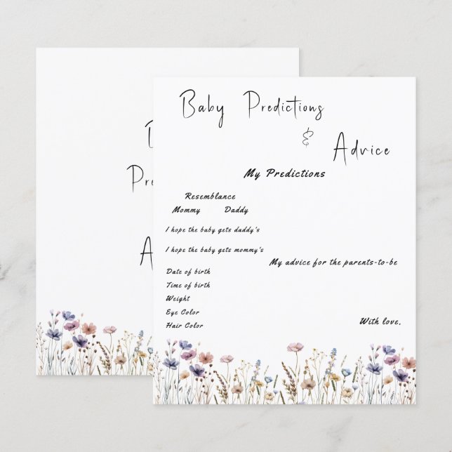 Baby In Bloom Wildflower Baby Shower Game Flyer (Front/Back)