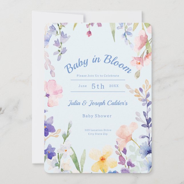 Baby in Bloom Wildflower Baby Shower Invitation (Front)