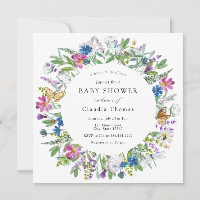 Baby in Bloom Wildflower Baby Shower Invitation (Front)
