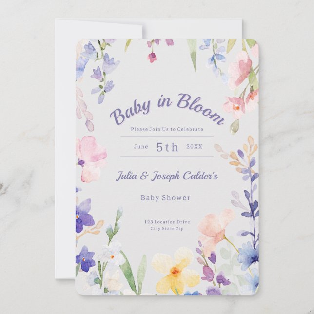 Baby in Bloom Wildflower Baby Shower Invitation (Front)