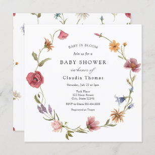 Baby in Bloom Wildflower Baby Shower Invitation