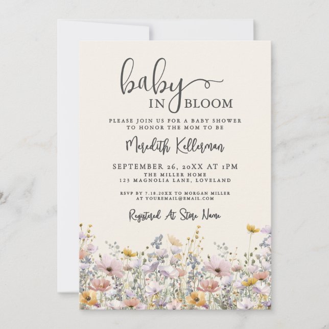 Baby In Bloom Wildflower Baby Shower Invitation (Front)