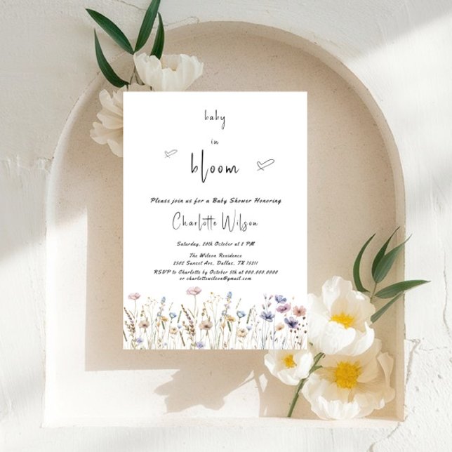 Baby In Bloom Wildflower Baby Shower Invitation (Creator Uploaded)