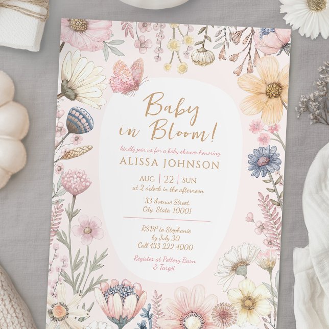 Baby in Bloom Wildflower Baby Shower Invitation (Creator Uploaded)