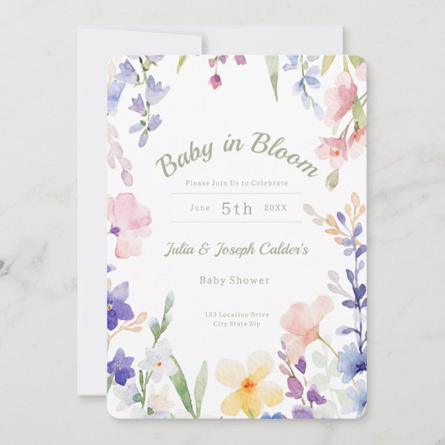 Baby in Bloom Wildflower Baby Shower Invitation (Front)