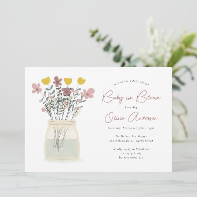 Baby in Bloom Wildflower Baby Shower Invitation (Standing Front)