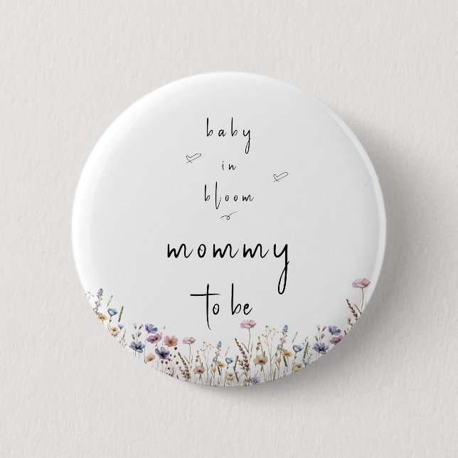 Baby In Bloom Wildflower Baby Shower Mummy-to-be 6 Cm Round Badge (Front)