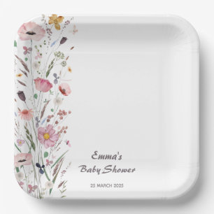 Baby in Bloom Wildflower Baby Shower Paper Plate