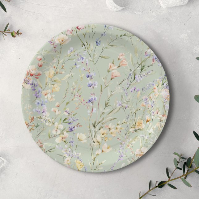 Baby in Bloom Wildflower Baby Shower Paper Plate (Creator Uploaded)