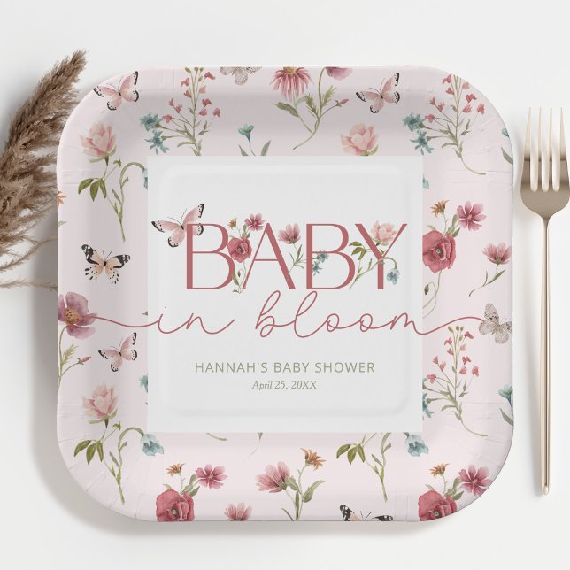 Baby in Bloom Wildflower Baby Shower Paper Plate (Creator Uploaded)