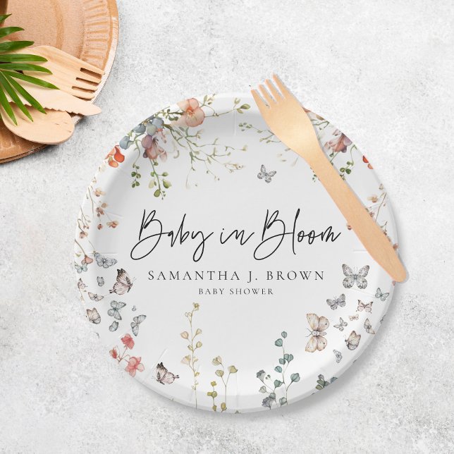 Baby in Bloom Wildflower Baby Shower Paper Plate (Creator Uploaded)