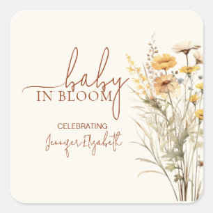 Baby in Bloom Wildflower Baby Shower Square Sticker