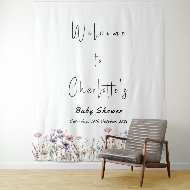 Baby In Bloom Wildflower Baby Shower Tapestry (In Situ)