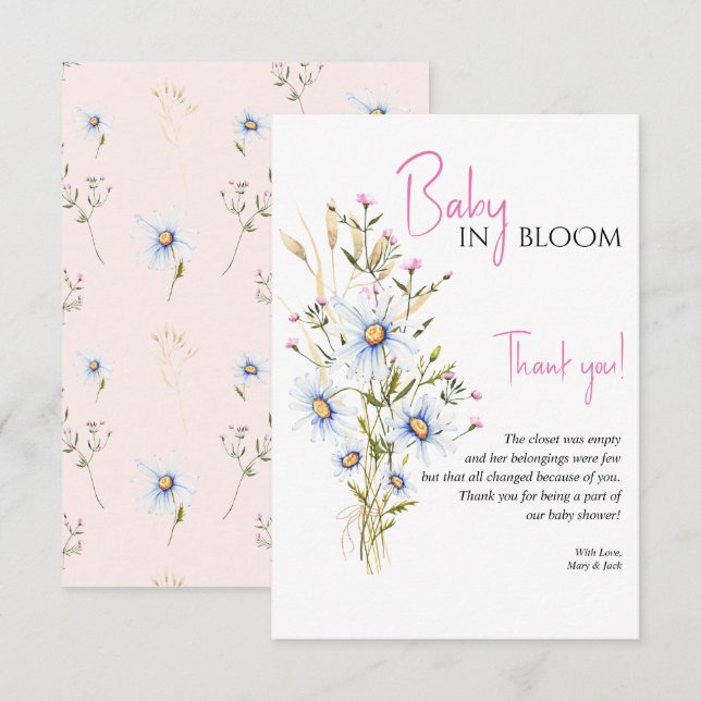 Baby In Bloom Wildflower Baby Shower Thank You (Front/Back)