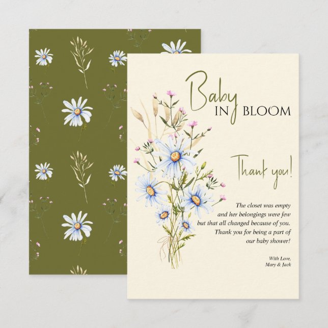 Baby In Bloom Wildflower Baby Shower Thank You (Front/Back)