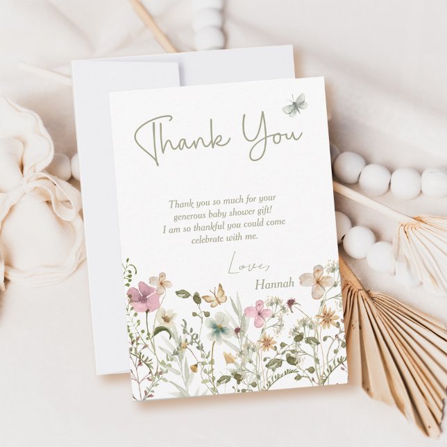 Baby in Bloom Wildflower Baby Shower  Thank You Card (Creator Uploaded)