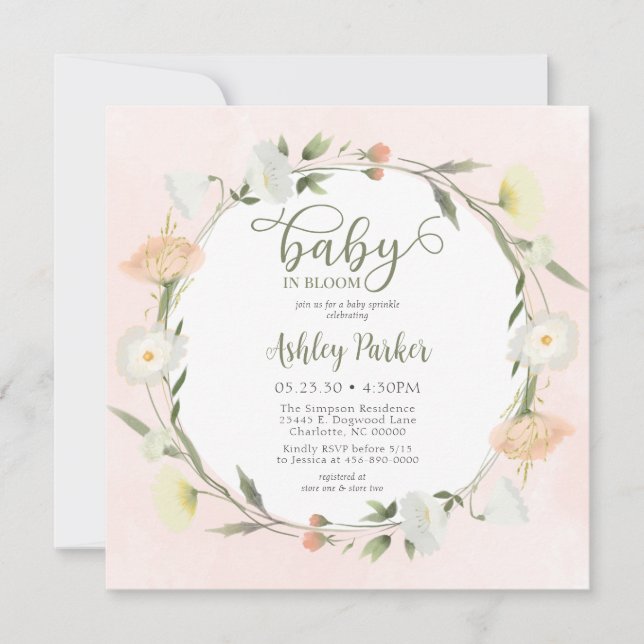 Baby In Bloom Wildflower Baby Sprinkle Invitation (Front)