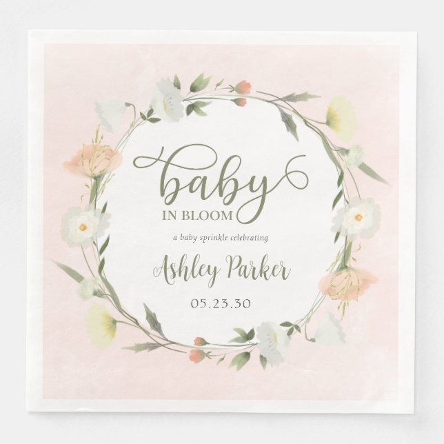 Baby In Bloom Wildflower Baby Sprinkle Napkin (Front)